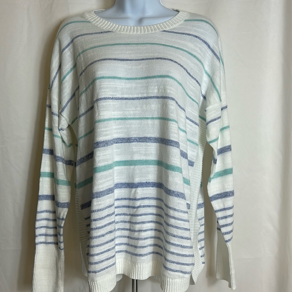 Vineyard Vines Women’s Size Medium White With Striped Pullover Lightweight Top